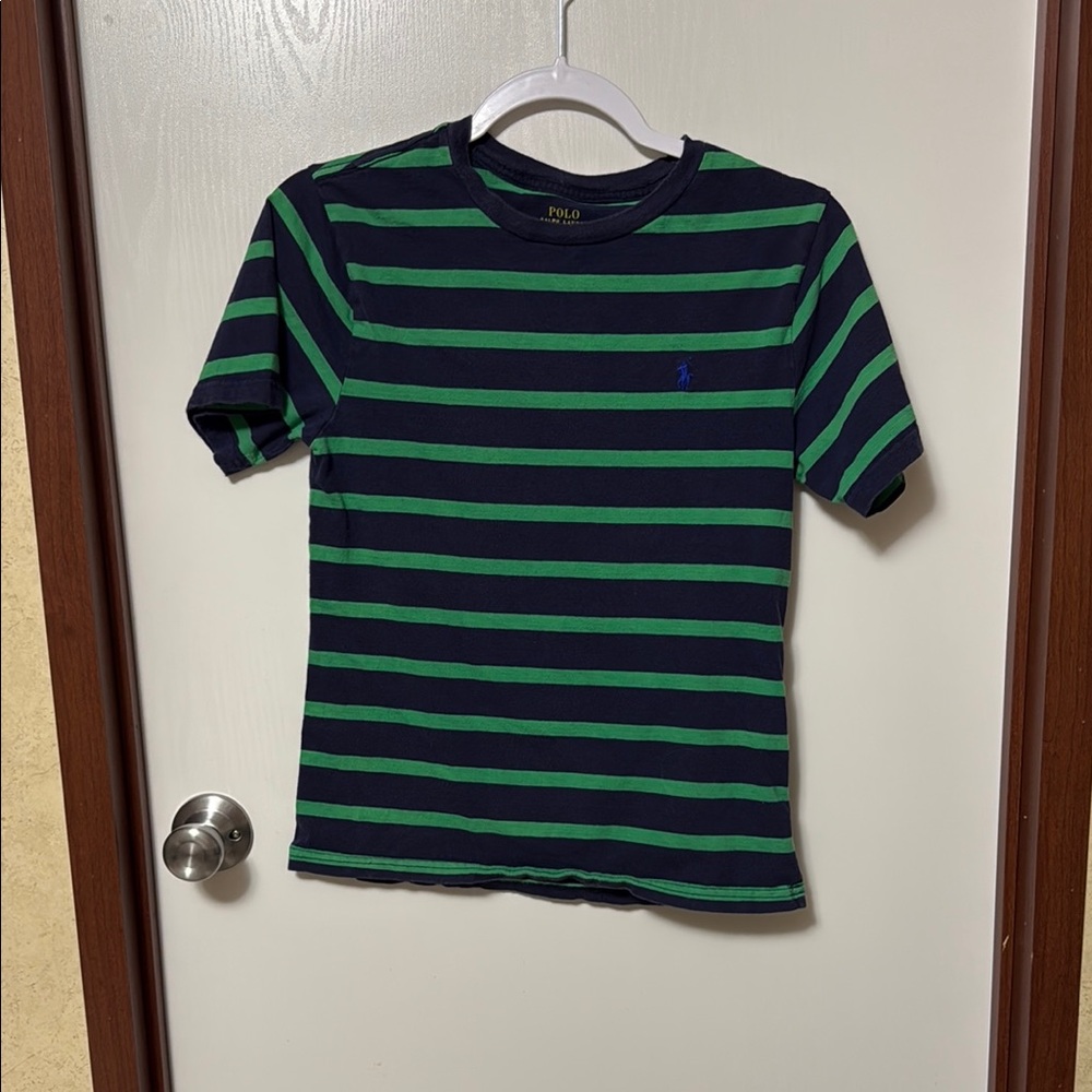 Polo by Ralph Lauren Kids Green and Blue Striped Shirt Size M